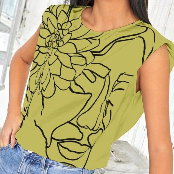 SHEIN X LILEE | Floral Print Shoulder Pad Sleeveless Blouse - Picture 3 of 4